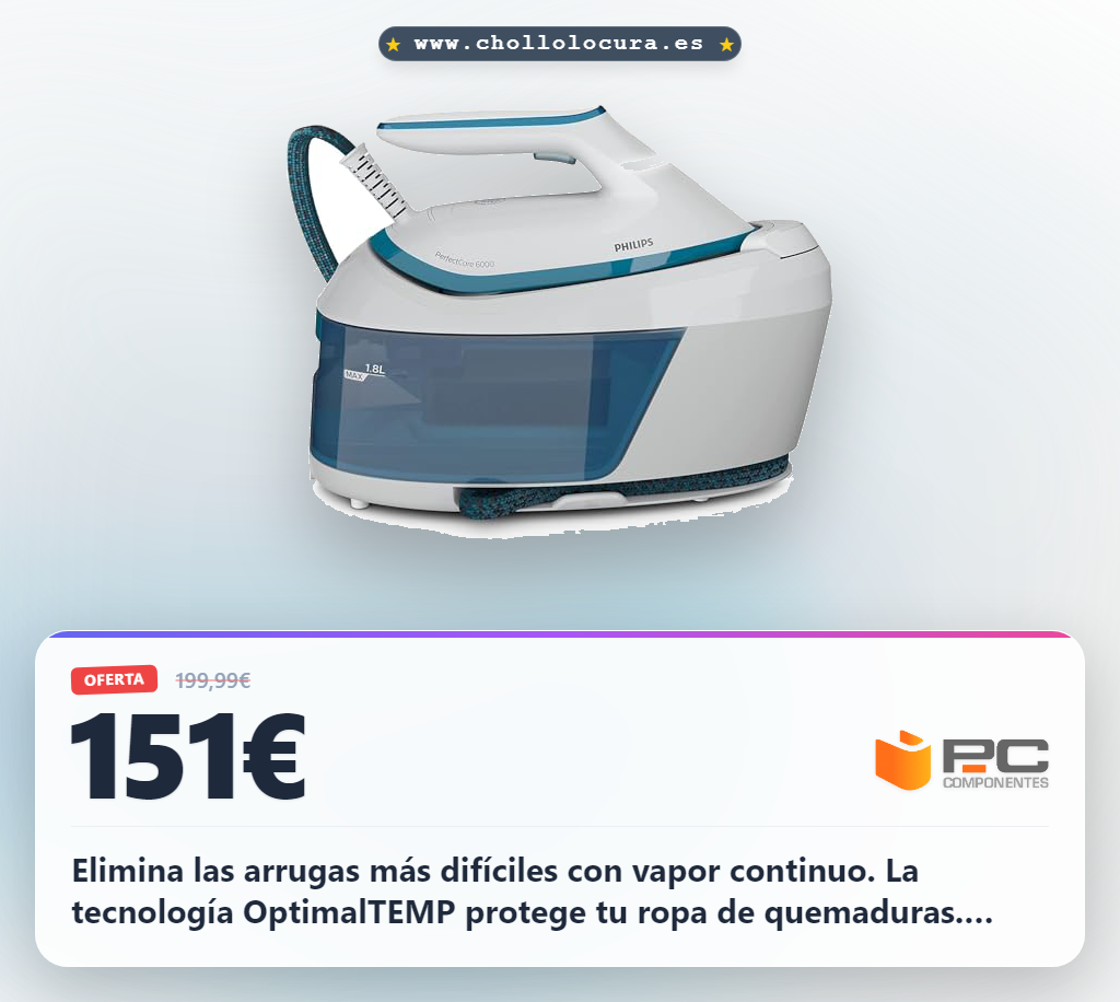 Aprovecha el generador de vapor Philips PerfectCare Serie 6000 con tecnología OptimalTEMP y vapor de impulso
