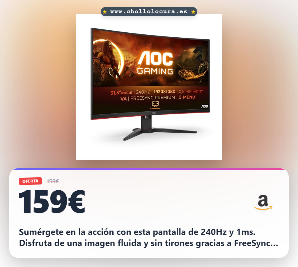 Consigue el monitor gaming AOC C32G2ZE/BK 32 pulgadas 240Hz con panel VA y 1ms de respuesta en oferta