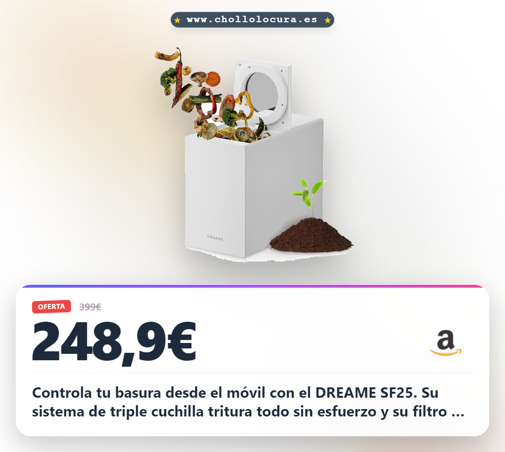 Llévate el triturador de basura orgánica DREAME SF25 WiFi con control app y filtro en oferta al mejor precio