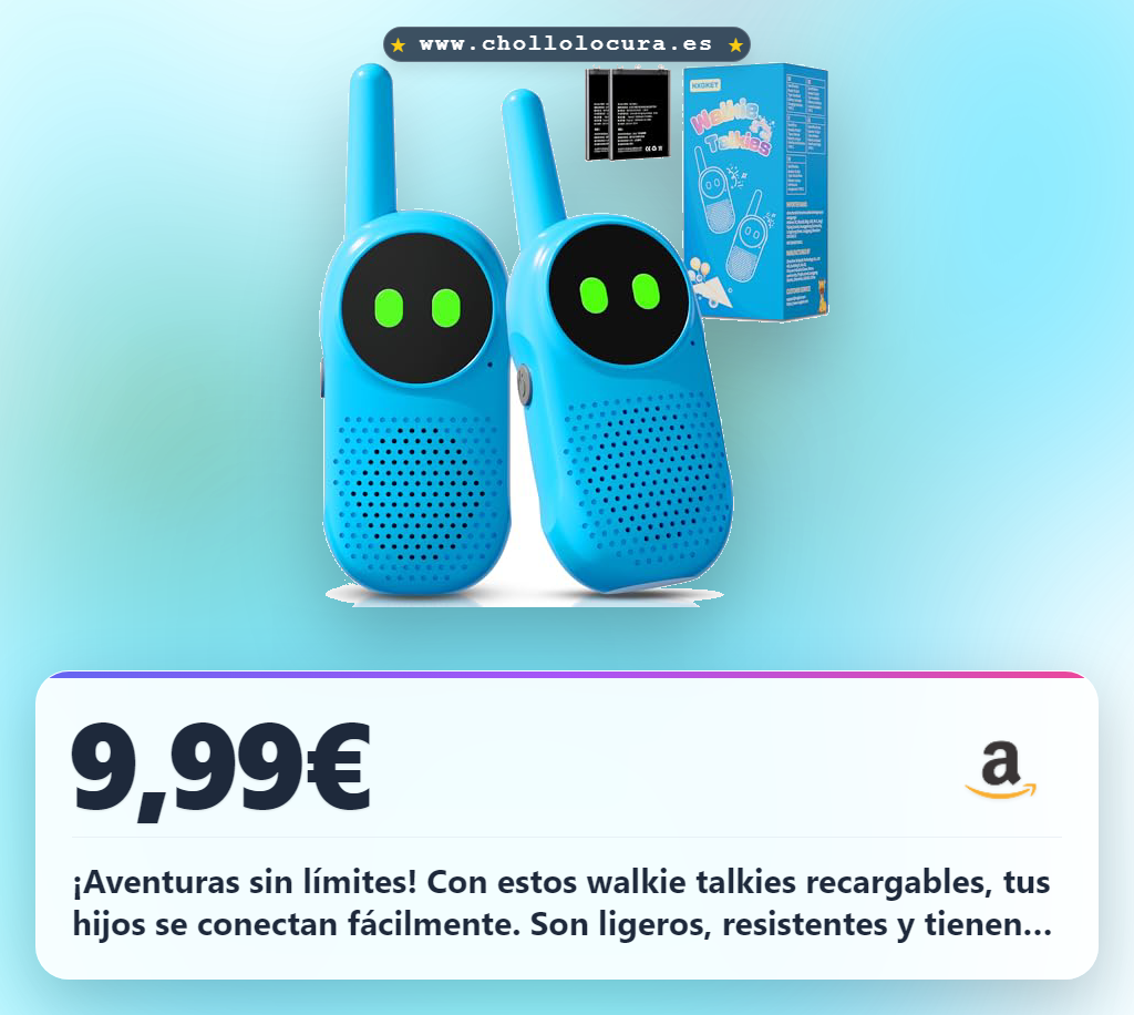 Aprovecha este walkie talkie recargable para niños de 3 a 12 años. Disfruta de juegos exterior y regalos perfectos