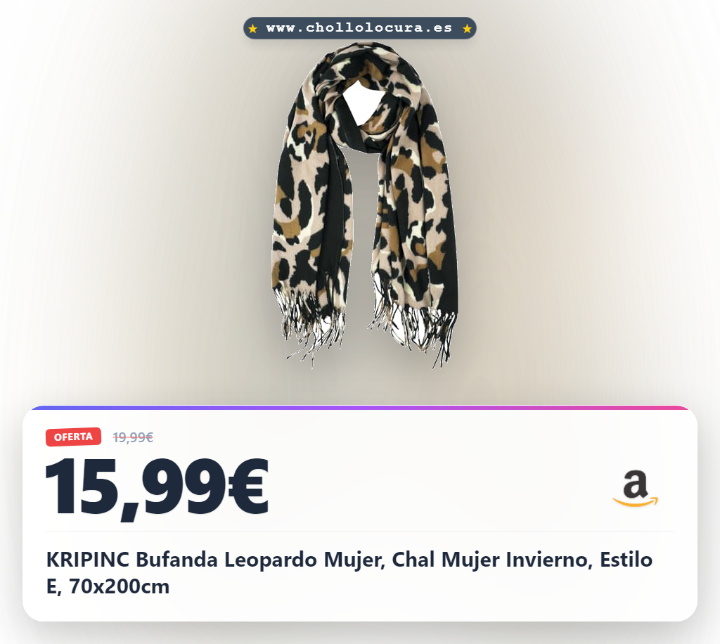 KRIPINC Bufanda Leopardo Mujer, Chal Mujer Invierno, Estilo E, 70x200cm