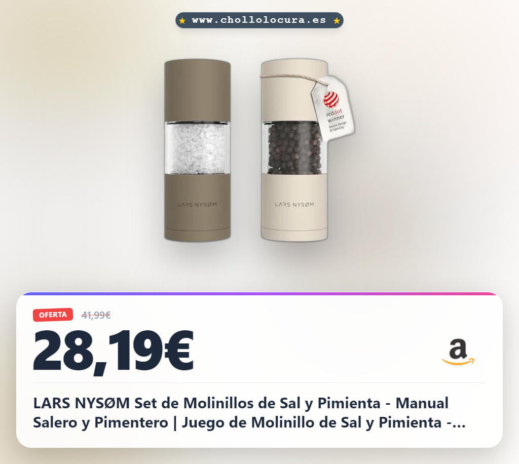 LARS NYSØM Set de Molinillos de Sal y Pimienta - Manual Salero y Pimentero | Juego de Molinillo de Sal y Pimienta - Acero Inoxidable - con Mecanismo de Cerámica Ajustable - Molinillo Pimienta y Sal Set