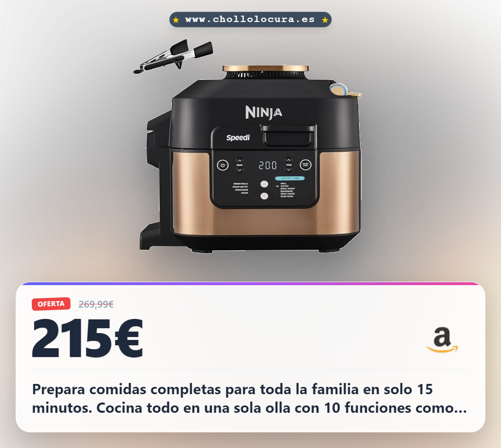 Aprovecha la Olla Ninja Speedi Multifunción 10 en 1 para comidas rápidas en 15 minutos al mejor precio