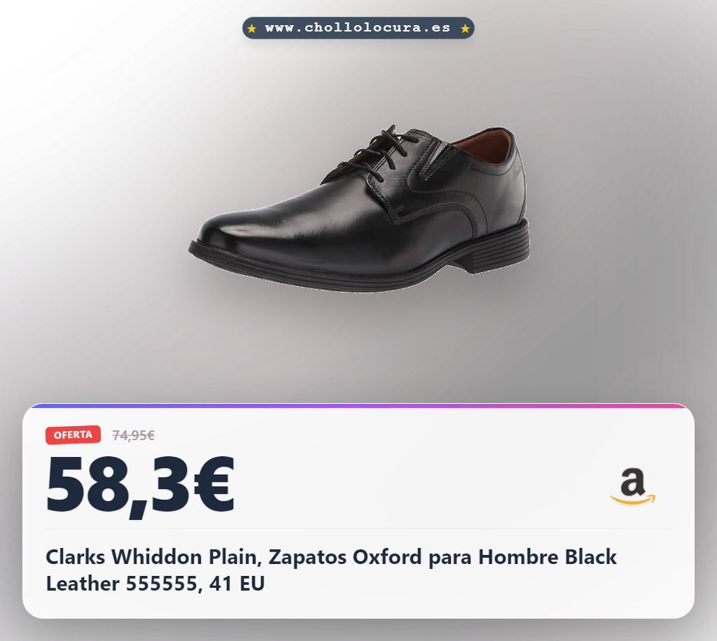 Clarks Whiddon Plain, Zapatos Oxford para Hombre Black Leather 555555, 41 EU