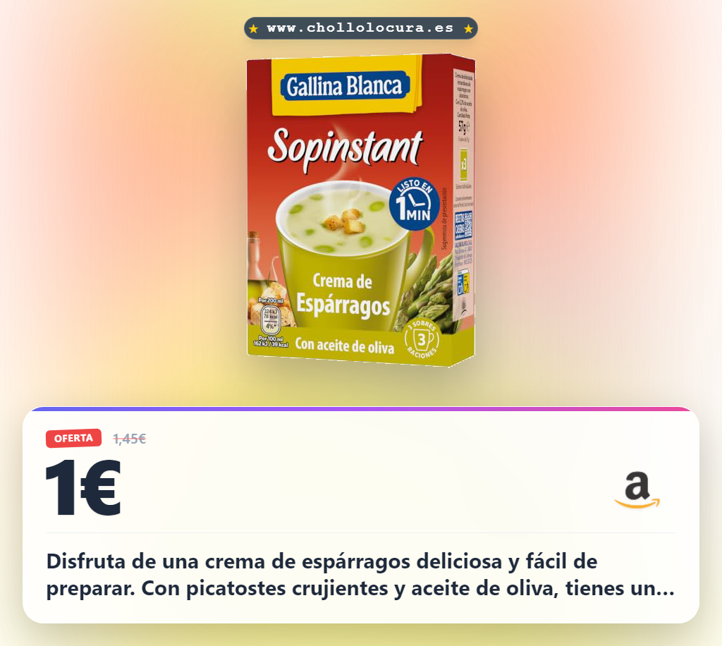 Aprovecha la crema de espárragos Sopinstant con gallina blanca y picatostes con aceite de oliva.