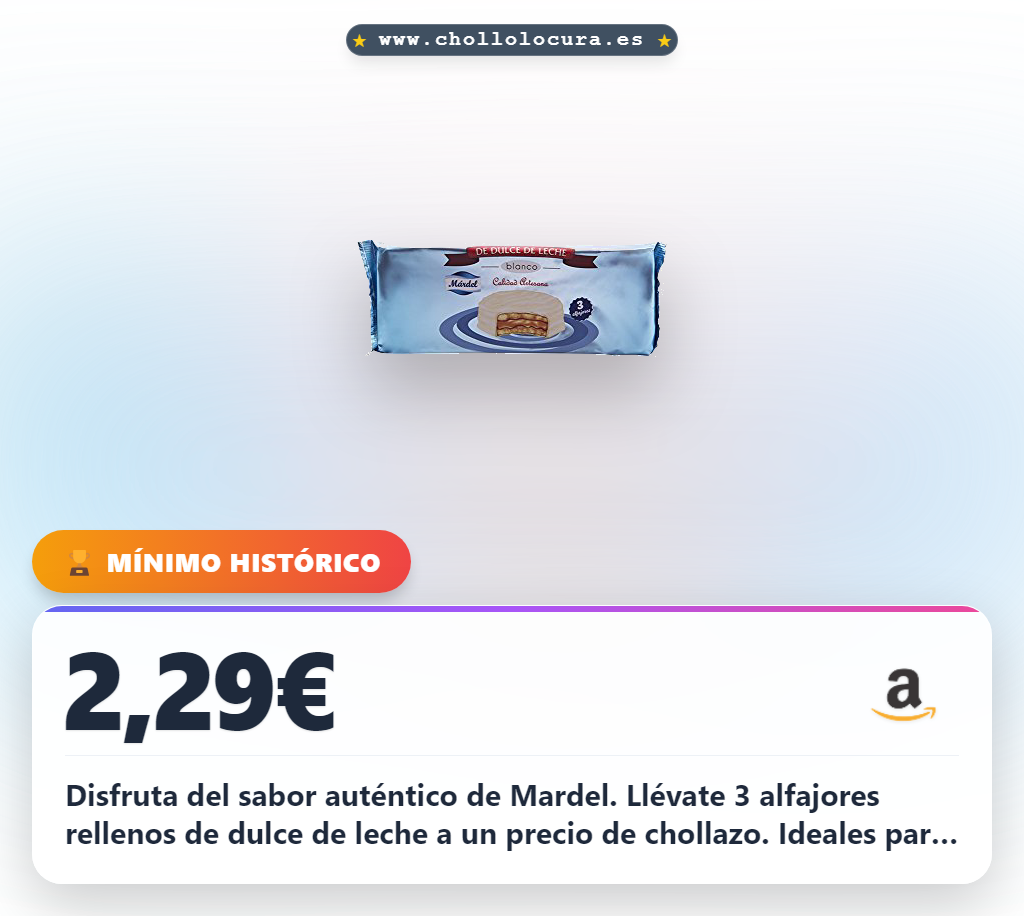 Disfruta de los Mardel Alfajores Blanco de 3 unidades rellenos de dulce de leche a precio de chollo.