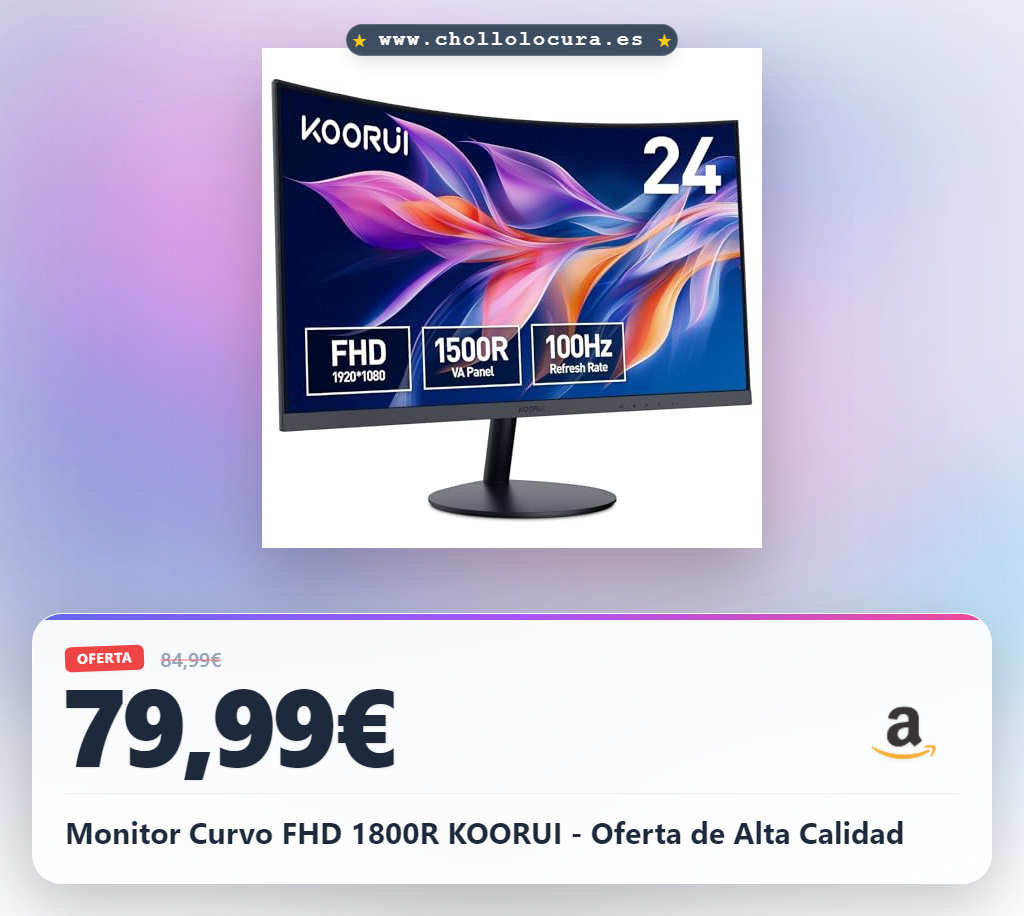 Monitor Curvo FHD 1800R KOORUI - Oferta de Alta Calidad