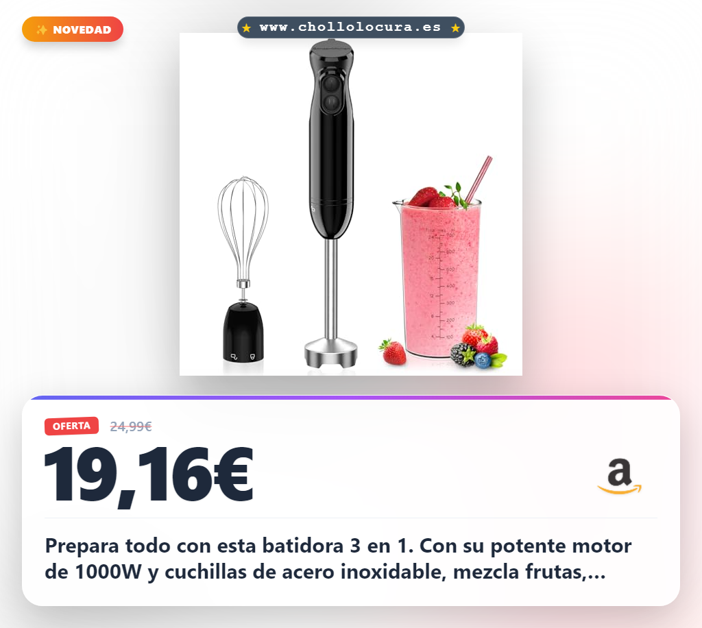 Consigue la batidora de mano 3 en 1 Bonsenkitchen para hacer alimentos para bebés y batidos al mejor precio