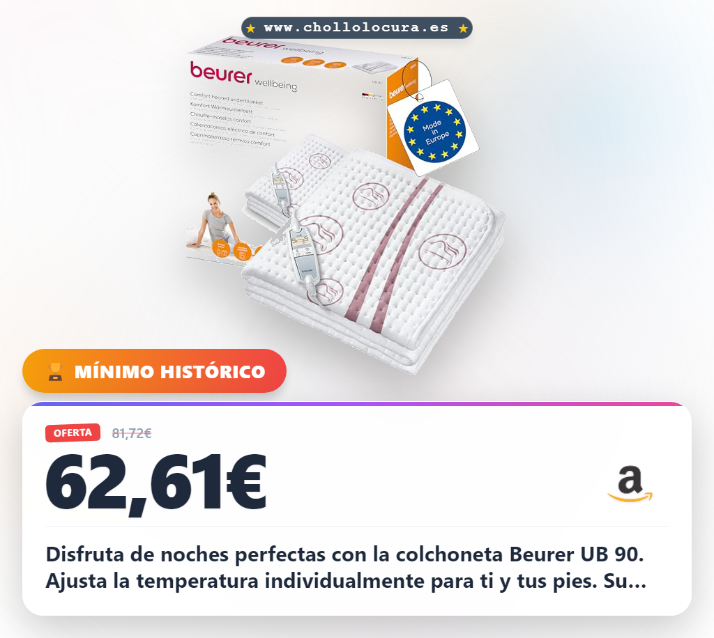 Disfruta de la colchoneta térmica Beurer UB 90 Comfort: zonas de temperatura y confort antialérgico al mejor precio.