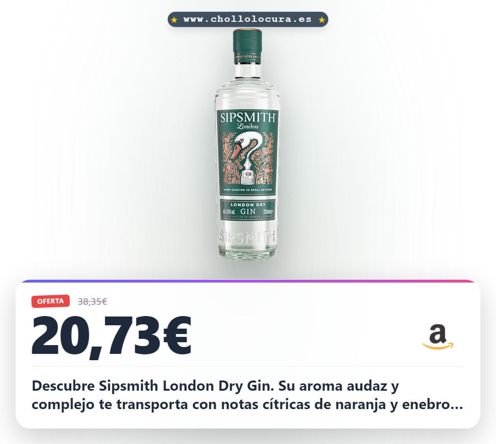 Consigue la ginebra London Dry Sipsmith artesanal premium con notas cítricas a precio de chollo