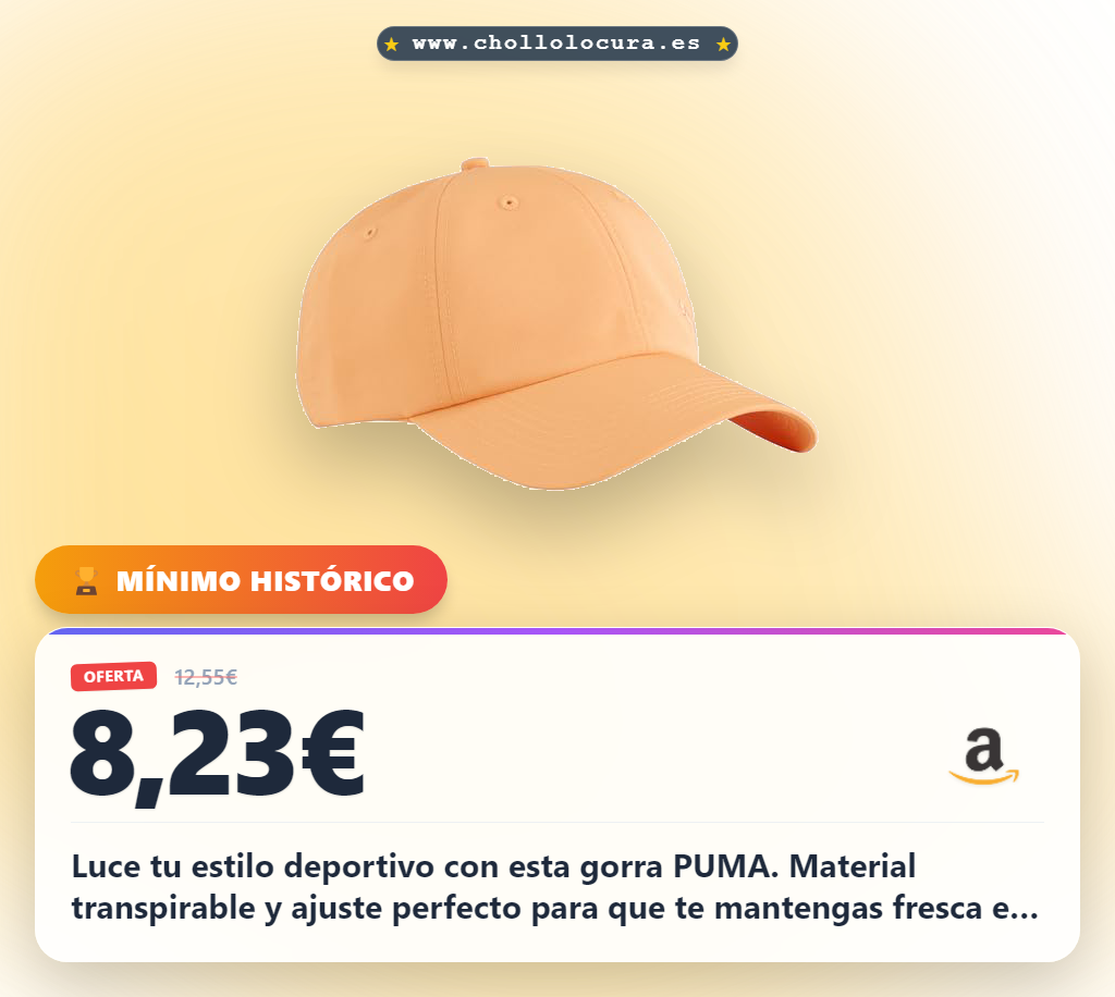 Llévate la gorra deportiva PUMA para mujer con estilo y precio de chollo al mejor momento en oferta histórica