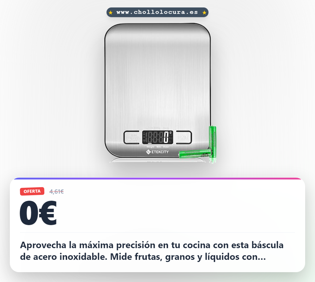 Aprovecha esta báscula de cocina digital de acero inoxidable con 5 kg y alta precisión en oferta histórica