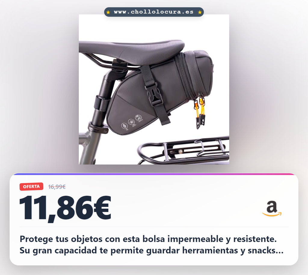 Consigue la bolsa de sillín de bicicleta reflectante impermeable y expandible con gran capacidad a precio de chollo para tu viaje