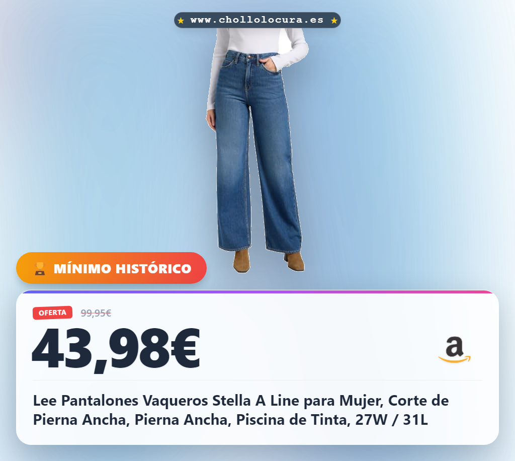 Adquiere los Pantalones Vaqueros Lee Stella A Line Mujer con corte ancho y efecto Piscina de Tinta en oferta histórica.