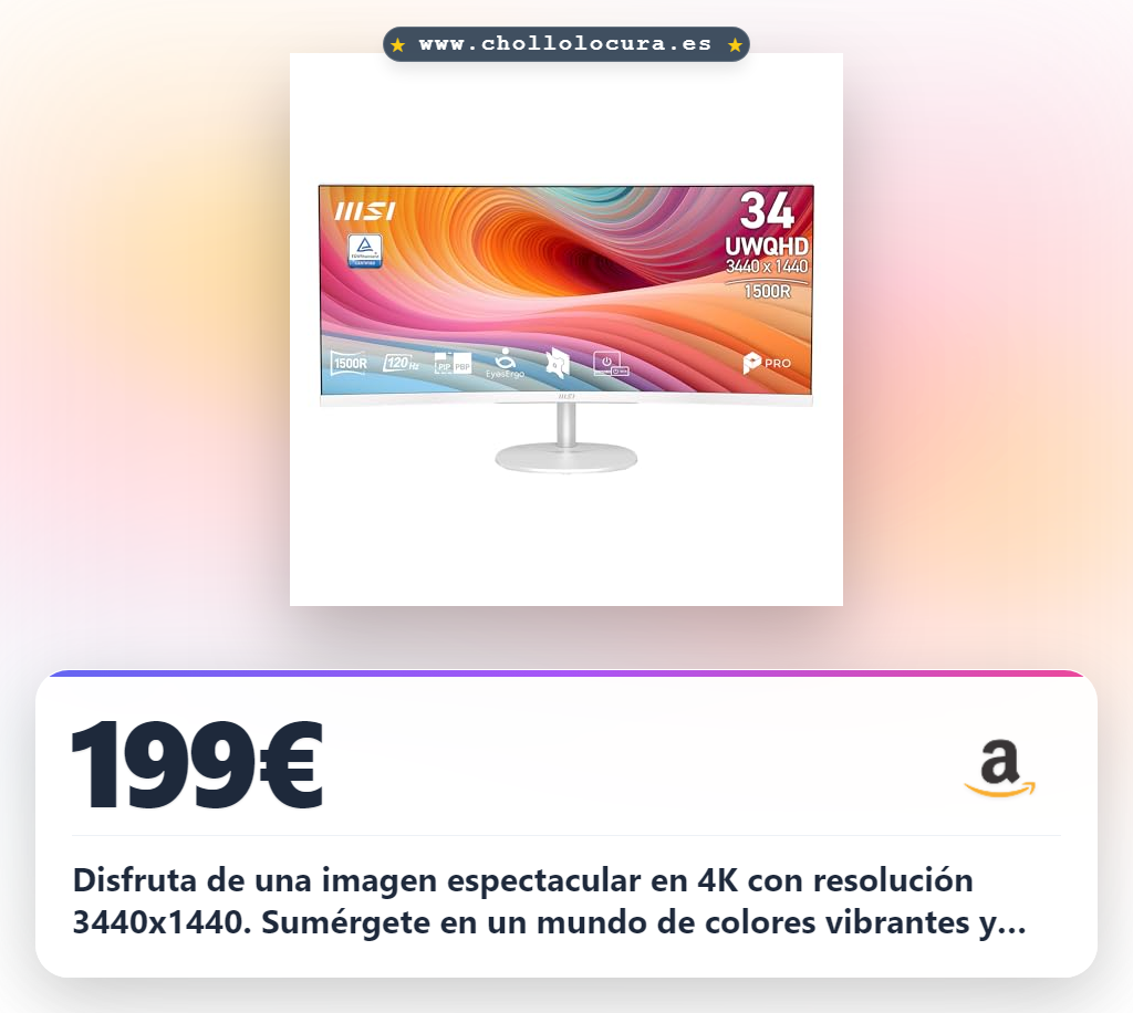 Consigue monitor MSI Pro MP341CQW 3440x1440 para gaming en oferta histórica