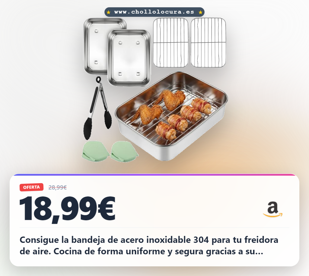 Consigue la bandeja de acero inoxidable 304 para tu freidora de aire Ninja en oferta y apta para lavavajillas