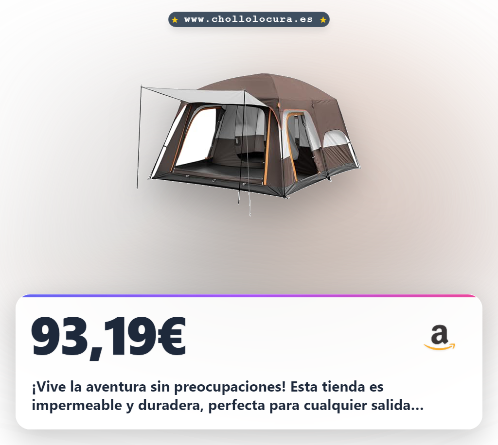 Llévate esta tienda de campaña grande y fácil de instalar para aventuras familiares al mejor precio en oferta histórica