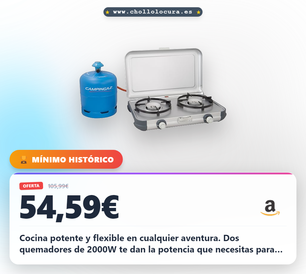 Aprovecha la cocina portátil Campingaz 2 quemadores 2000W para camping y jardín al mejor precio