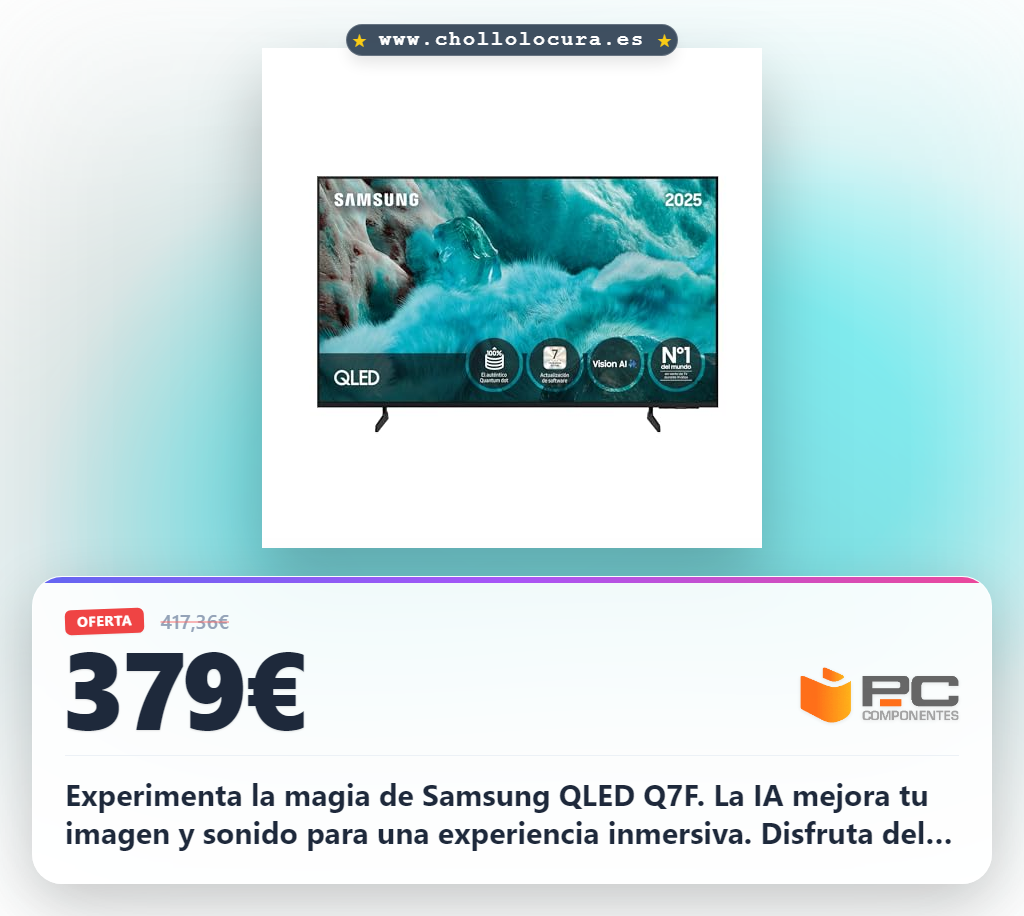Aprovecha la TV Samsung QLED Q7F 4K con Vision AI y Quantum Dot para una experiencia inmersiva