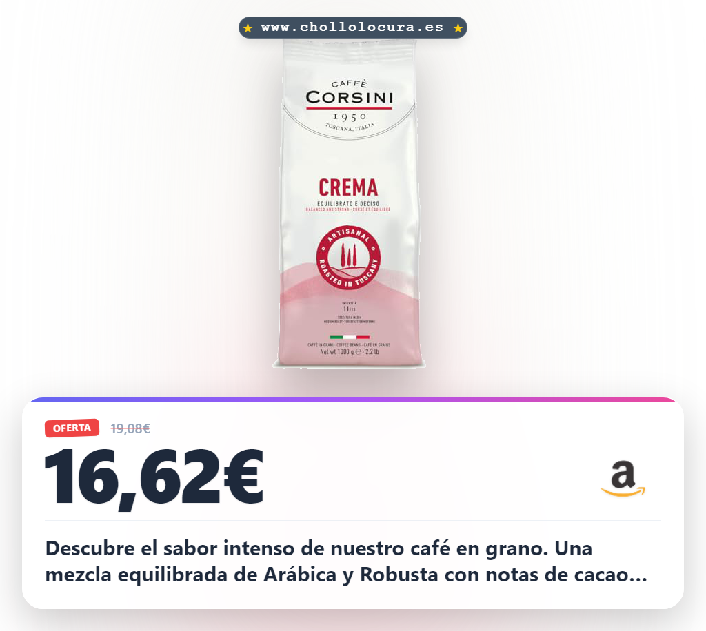 Aprovecha el café en grano Caffè Corsini mezcla Arábica Robusta tostado medio de origen mundial