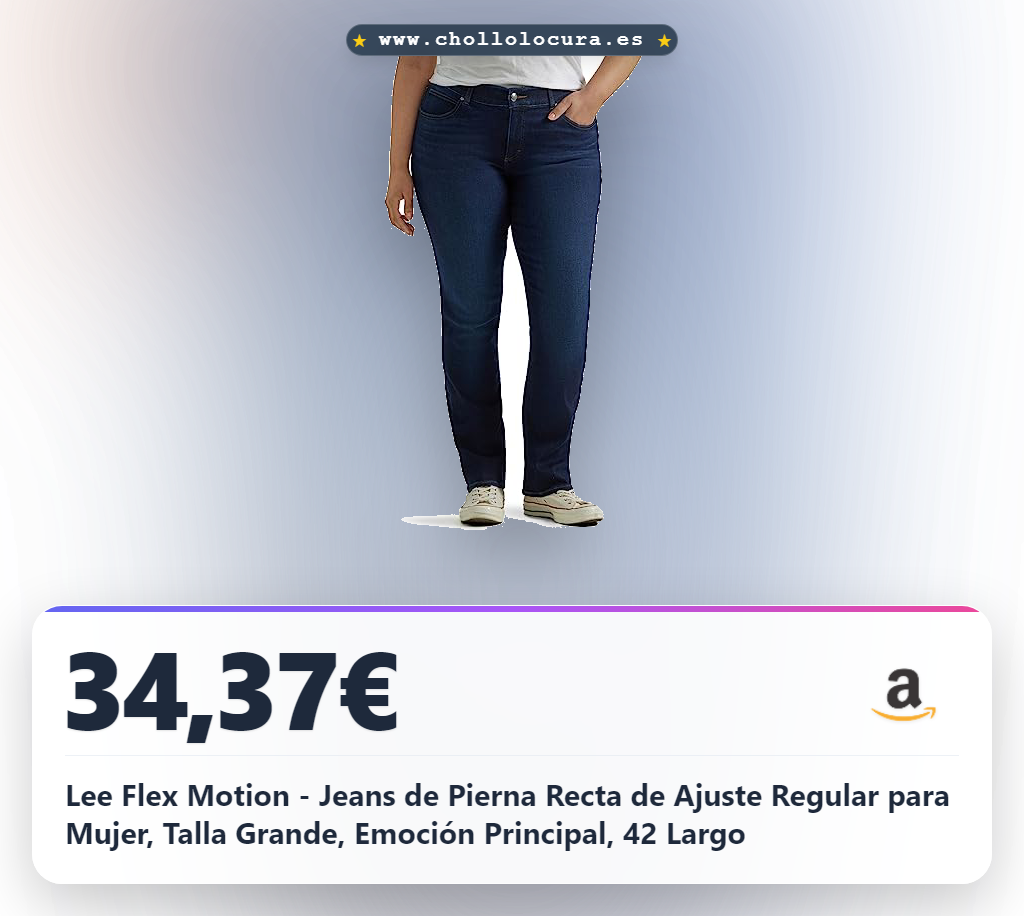 Lee Flex Motion - Jeans de Pierna Recta de Ajuste Regular para Mujer, Talla Grande, Emoción Principal, 42 Largo