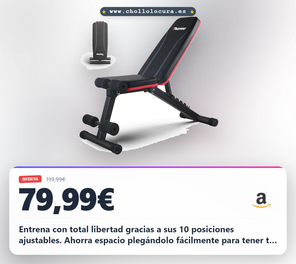Obtén el banco de pesas ajustable 10 en 1 y plegable para el gimnasio al mejor precio del año