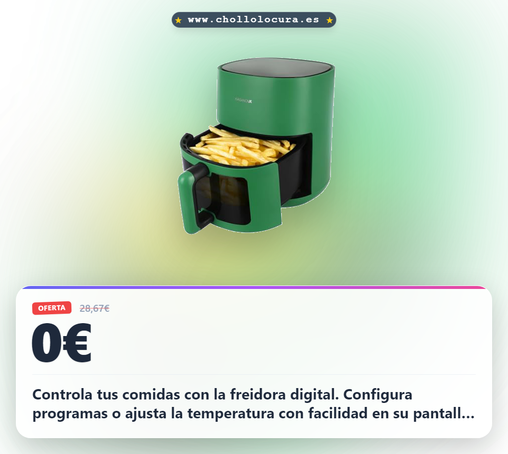 Aprovecha la freidora de aire digital verde LT4.5 W1400 con 8 programas y control total de temperatura al mejor precio