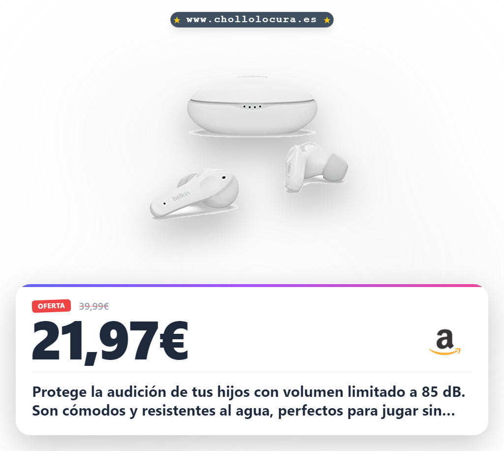 Aprovecha estos auriculares True Wireless para niños con volumen limitado a 85 dB y resistencia IPX5 al mejor precio