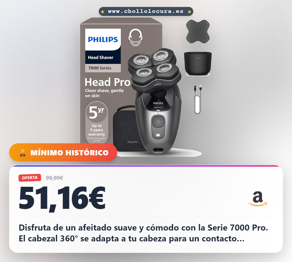 Consigue la afeitadora Philips Serie 7000 Pro con cabezal 360° y cuchillas ComfortCut al mejor precio