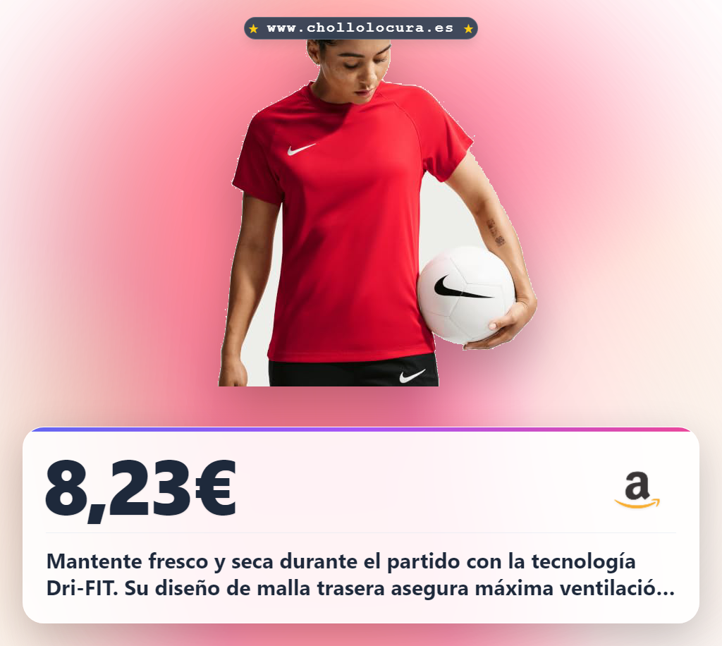 Disfruta la camiseta de fútbol NIKE Park VIII para mujer con tecnología Dri-FIT y malla transpirable al mejor precio