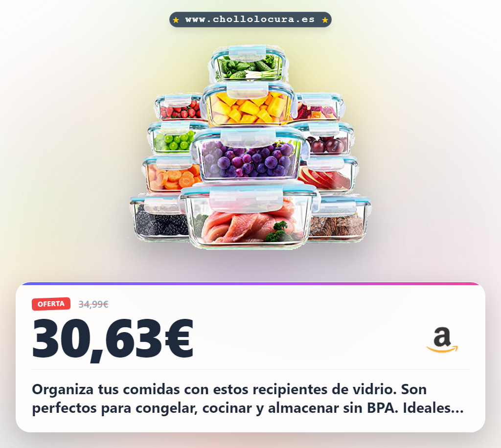 Aprovecha estos 12 recipientes de vidrio para alimentos aptos para microondas y congelador al mejor precio