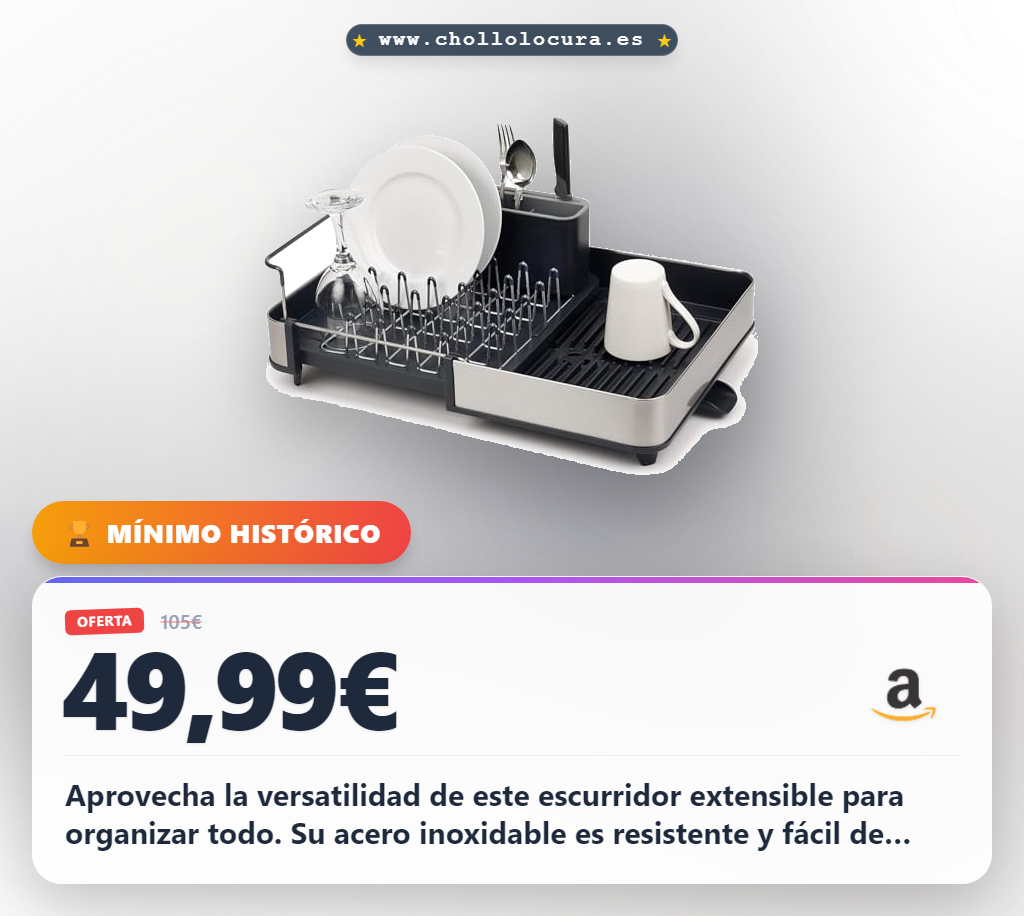 Aprovecha este escurridor de cocina extensible de acero inoxidable con máxima capacidad y tres posiciones de drenaje