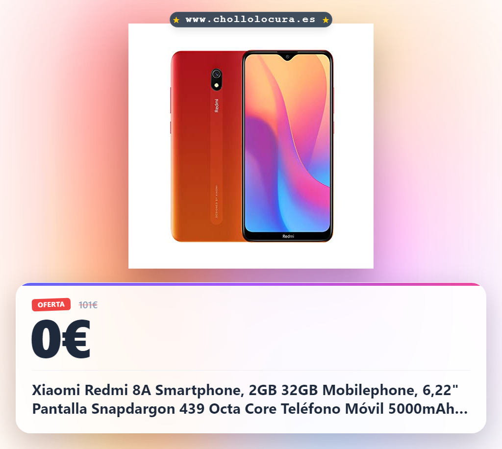 Xiaomi Redmi 8A Smartphone, 2GB 32GB Mobilephone, 6,22" Pantalla Snapdargon 439 Octa Core Teléfono Móvil 5000mAh 12MP AI Tipo Cámara Trasera 8MP Cámara Frontal,Versión Global (Rojo)