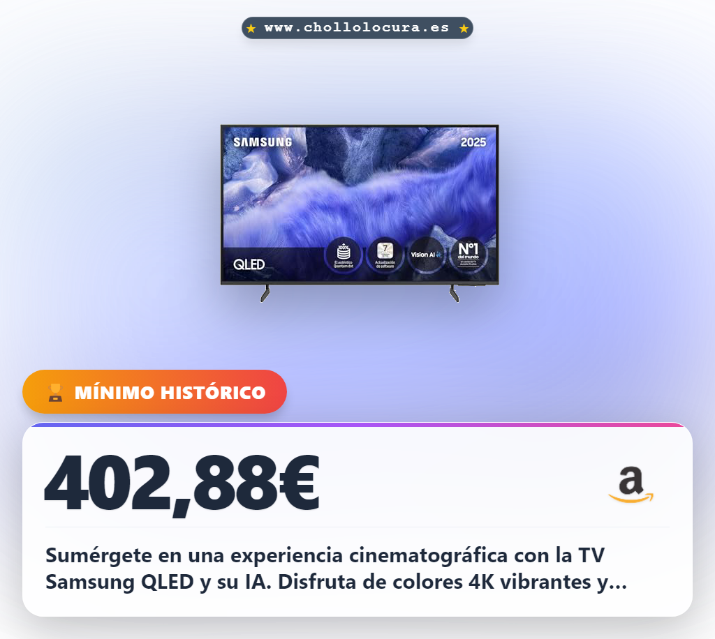 Aprovecha este Samsung TV QLED con IA 4K y 120 canales gratuitos al mejor precio de oferta histórica en España