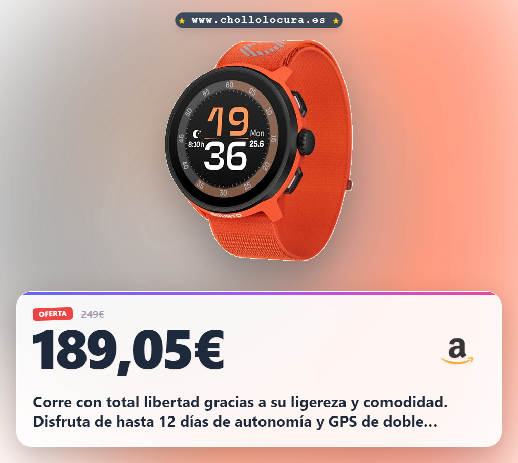 Aprovecha el reloj Suunto Run GPS ligero con música y 12 días de autonomía en oferta histórica