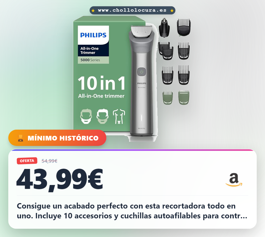Aprovecha la afeitadora y recortadora Philips todo en uno 10 en 1 para barba y pelo al mejor precio de oferta