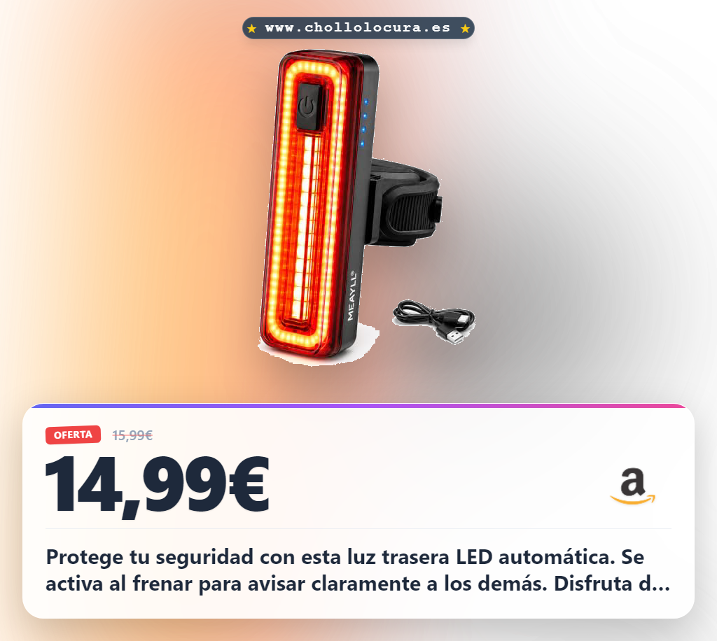 Aprovecha la luz trasera de freno automática LED 50 LM con sensor de luz y visibilidad 220 a precio de chollo para MTB y carretera
