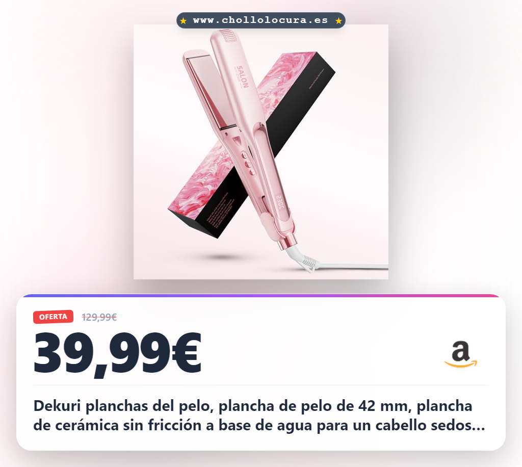 Dekuri planchas del pelo, plancha de pelo de 42 mm, plancha de cerámica sin fricción a base de agua para un cabello sedoso y suave, planchas de pelo profesional para mujeres, 120°C-230°C-Rosa pastel