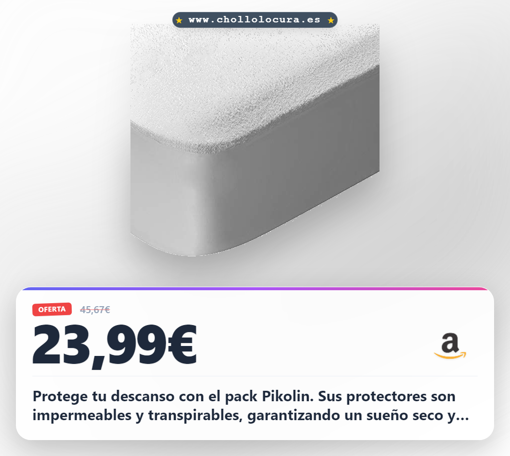 Disfruta del Protector de Colchón Impermeable Pikolin Home Pack 2 Oeko-Tex para Cama 90x190/200 cm en oferta