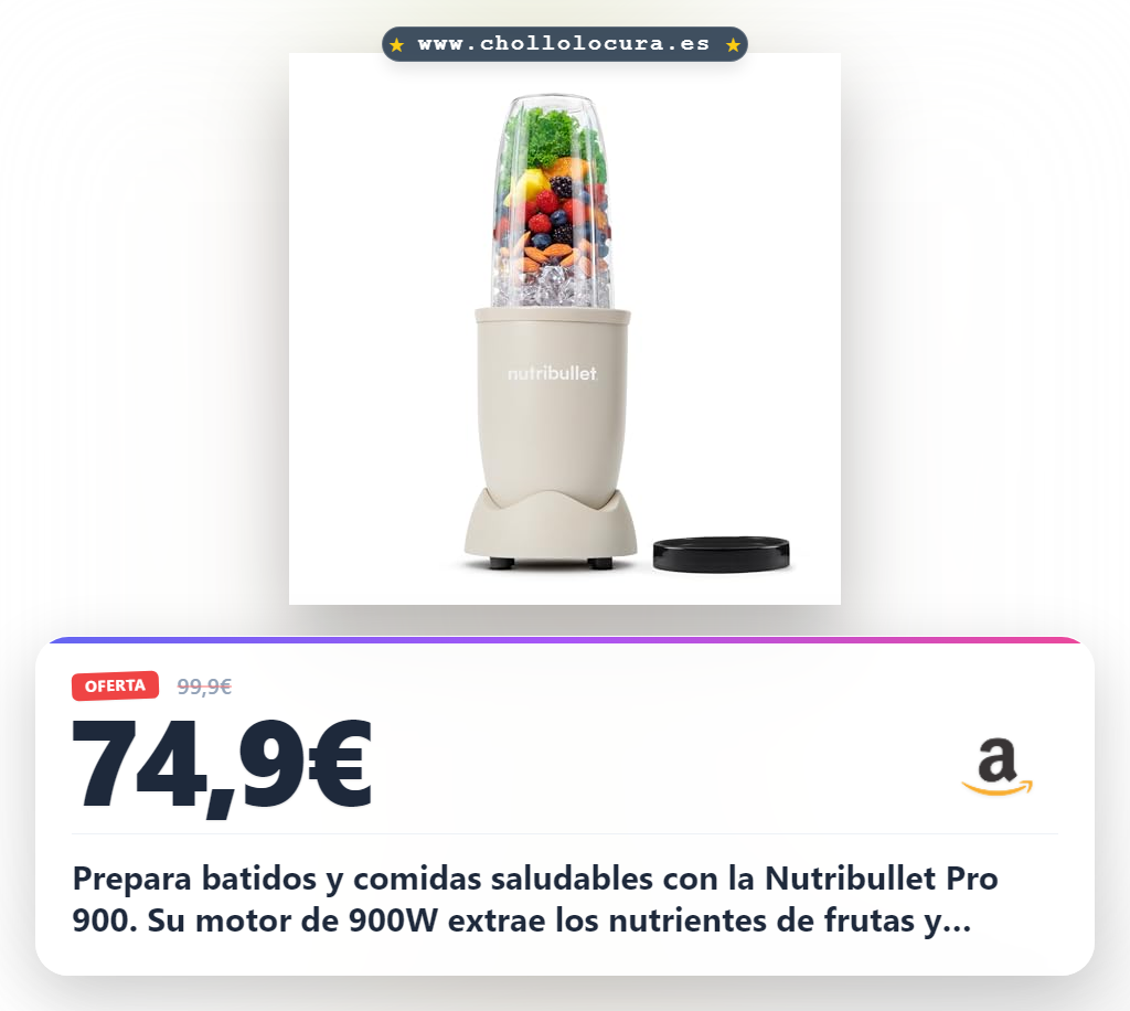 Aprovecha la batidora Nutribullet Pro 900 de 900W para disfrutar de batidos y salsas en oferta