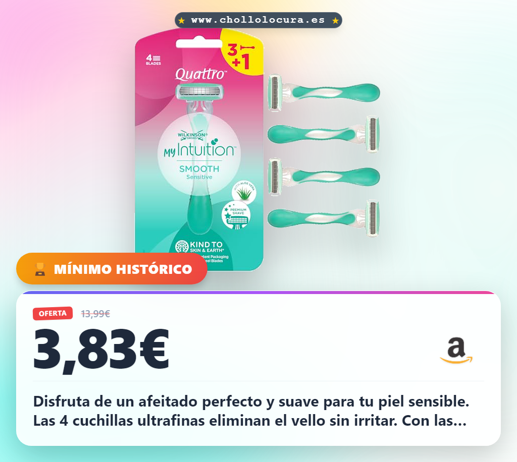 Aprovecha la afeitadora Wilkinson Sword 4 cuchillas para mujer con tiras de aloe vera y vitamina E en oferta
