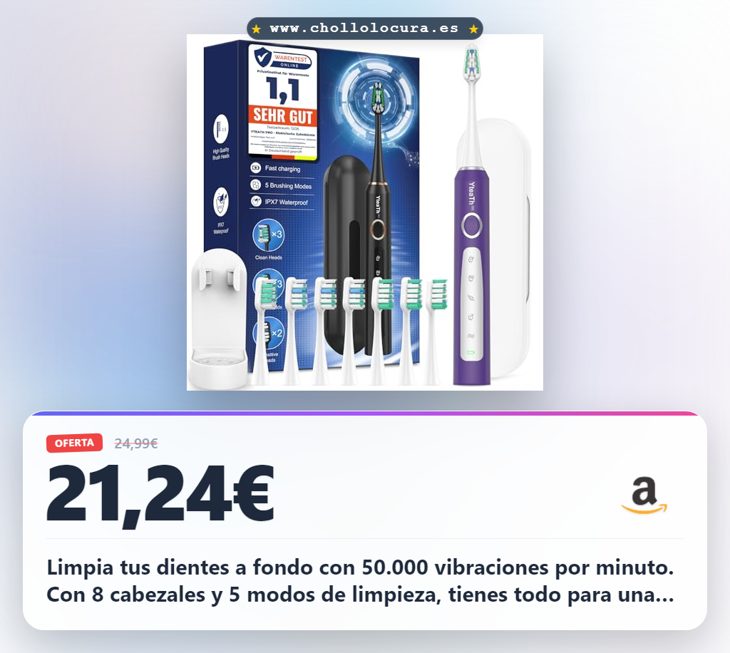Aprovecha este cepillo eléctrico sónico para mujer con 8 cabezales y 5 modos de limpieza al mejor precio