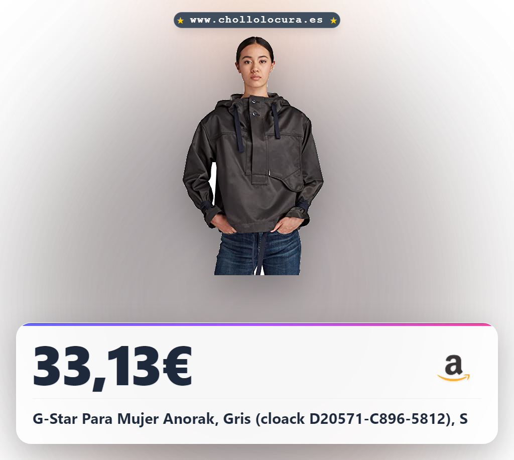 Adquiere el Anorak G-Star para Mujer Gris con capucha y ajuste perfecto en oferta histórica