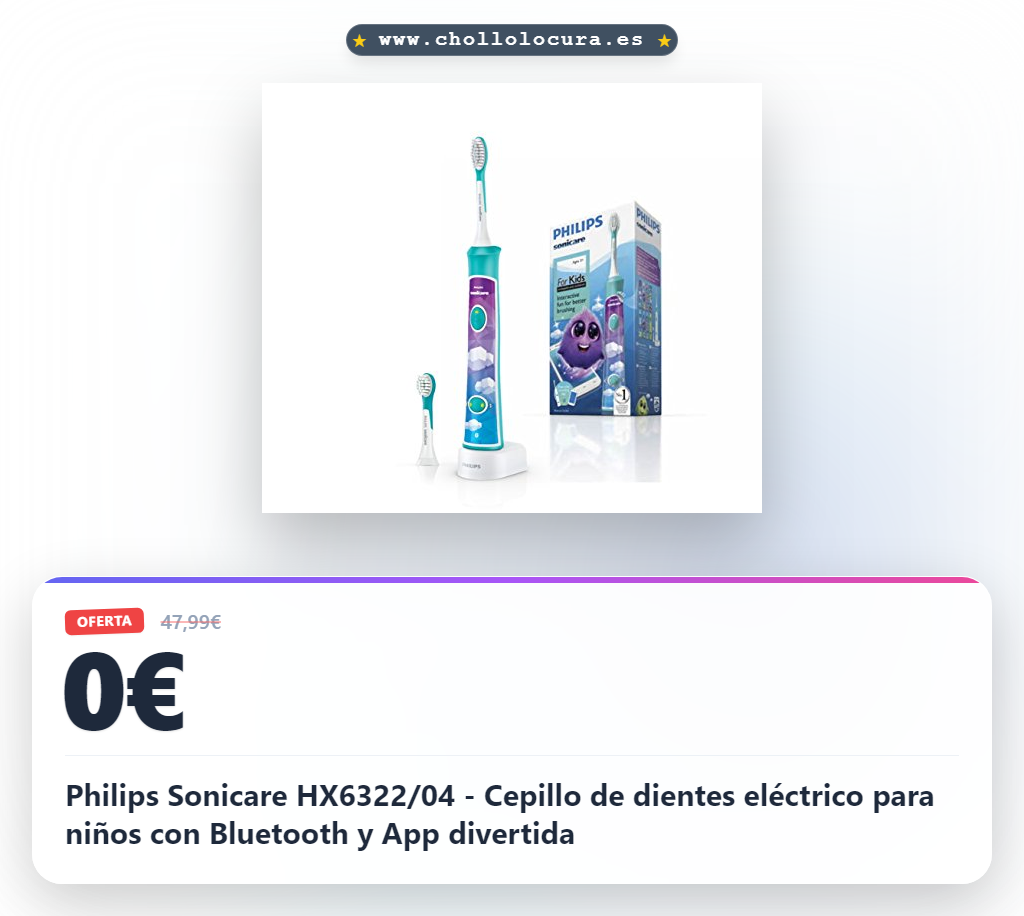Philips Sonicare HX6322/04 - Cepillo de dientes eléctrico para niños con Bluetooth y App divertida