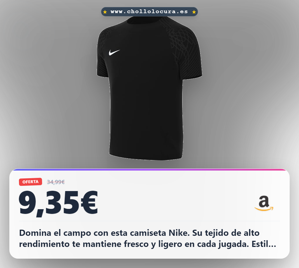 Disfruta del Jersey de Fútbol Nike manga corta en negro, talla XS, al mejor precio deportivo del mercado