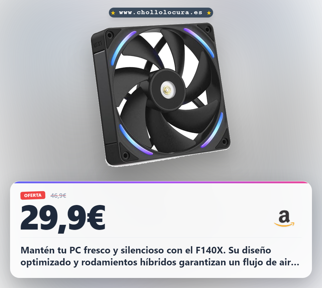 Aprovecha el ventilador NZXT F140X RGB PWM de 140mm: rendimiento y refrigeración potente al mejor precio