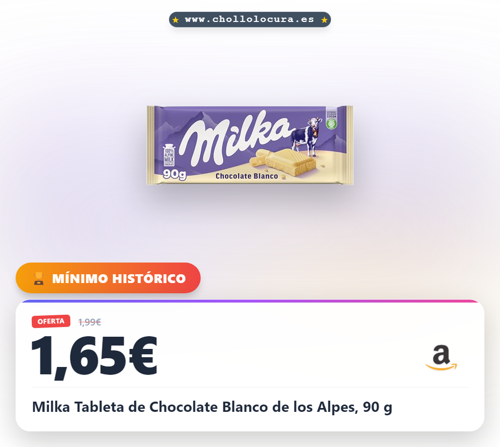 Milka Tableta de Chocolate Blanco de los Alpes, 90 g
