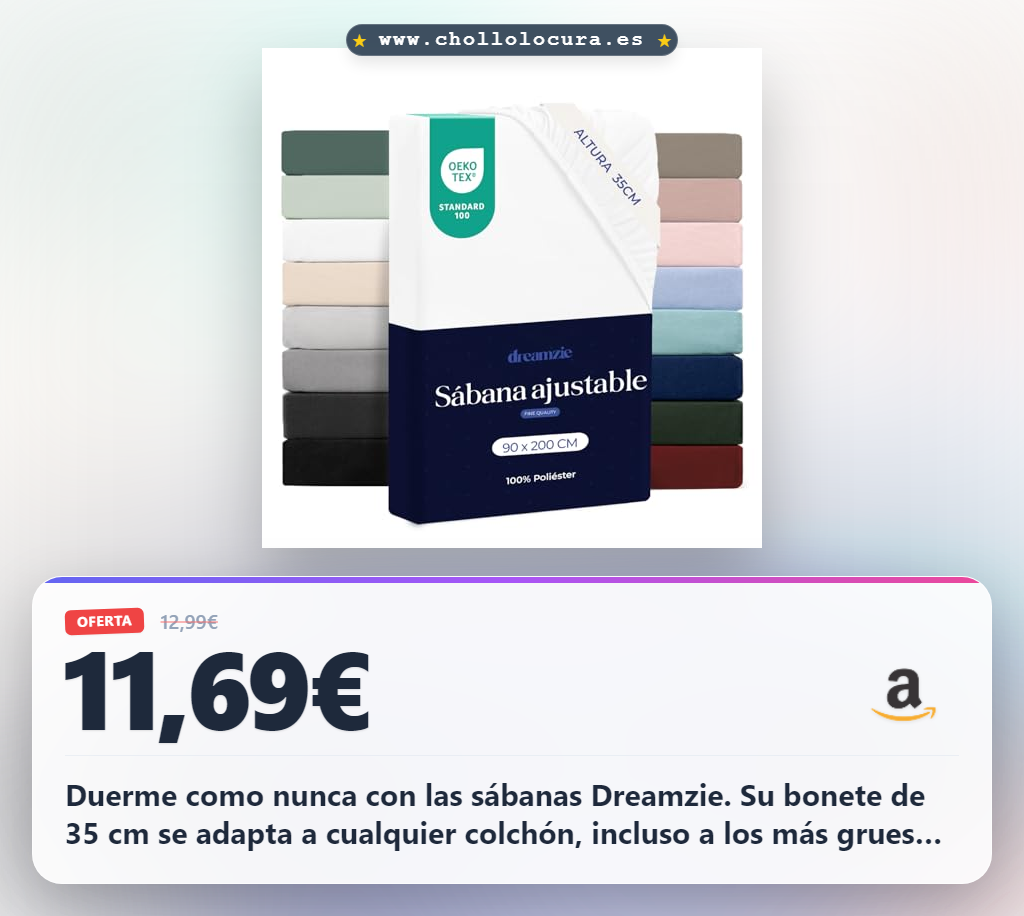 Aprovecha las sábanas microfibra Dreamzie 90x200 con bonete de 35 cm para colchones gruesos en oferta