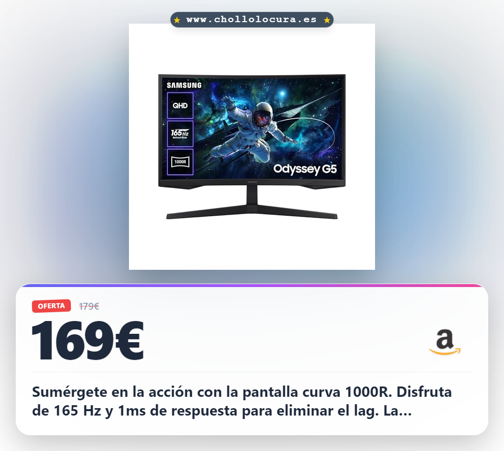 Consigue el monitor gaming Samsung Odyssey 32 pulgadas 1000R QHD 165Hz con FreeSync y HDR10 en oferta