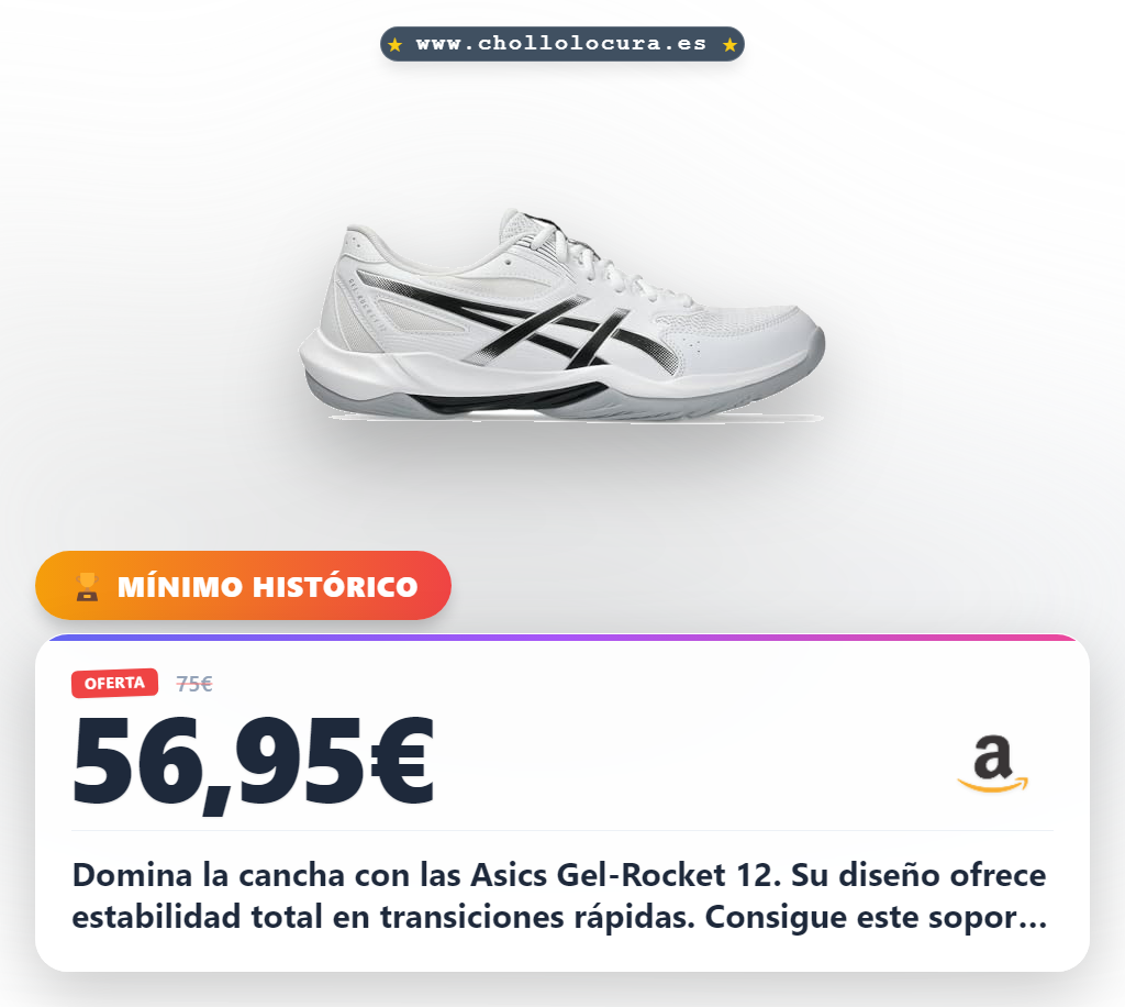 Descubre las zapatillas Asics Gel-Rocket 12: equilibrio, estabilidad y soporte superior al mejor precio.